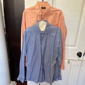 Men's Striped Blue and Solid Orange Shirts